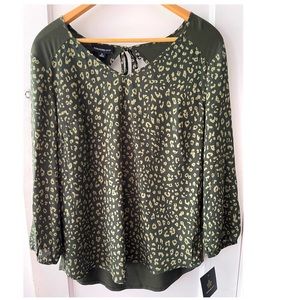 Green Leopard Print Blouse NWT